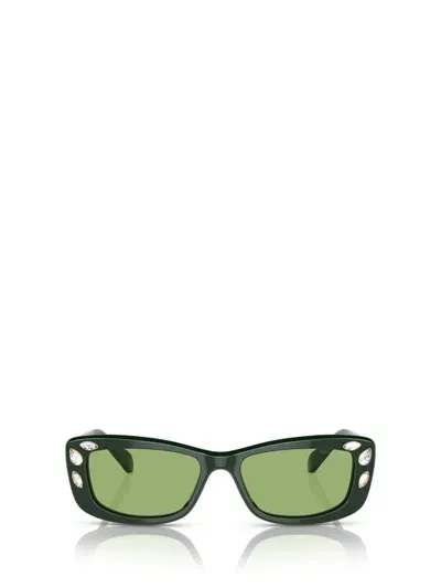 Swarovski Crystal-embellished Rectangle-frame Sunglasses In Green