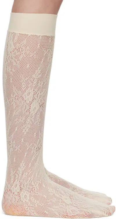 Swedish Stockings Off-white Rosa Lace Knee-high Socks In Ivory