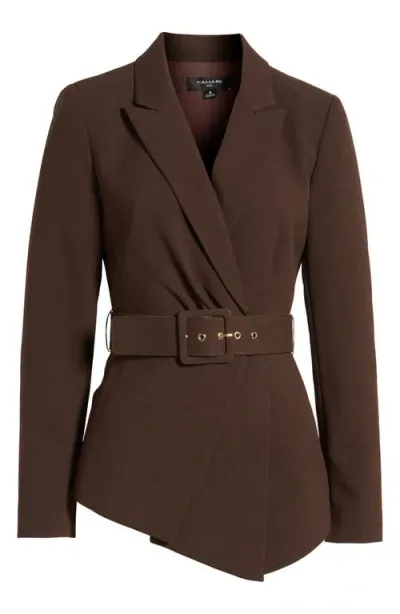 Tahari Asl Belted Asymmetric Jacket In Espresso