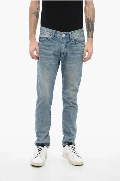 Tanaka Stonewashed Brother Jeans With Logo-button 16cm In Blue