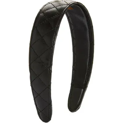 Tasha Wide Quilted Faux Leather Headband In Black