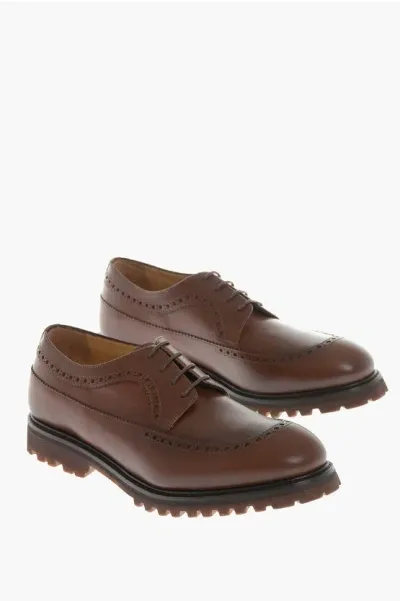 Testoni Leather Biella Derby Shoes In Brown