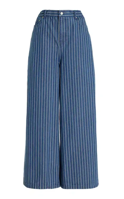 The Frankie Shop Sasha Pinstriped Rigid High-rise Wide-leg Jeans In Stripe