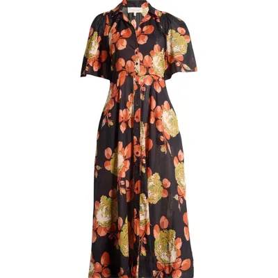 The Great . The Bridge Floral Print Dress In Black