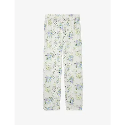 The Kooples Floral Print Pants In Blue