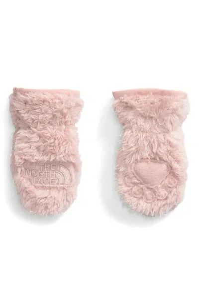 The North Face Suave Oso Faux Fur Mittens In Pink Moss