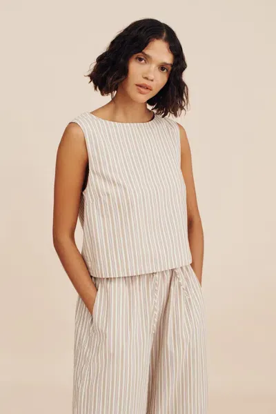 The Posse Mabel Top In Beige Stripe