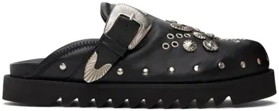 Toga Virilis Black Eyelet Metal Sabot Loafers