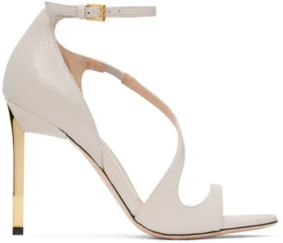 Tom Ford 105mm Newton Snakeskin Sandals In Pearl Grey