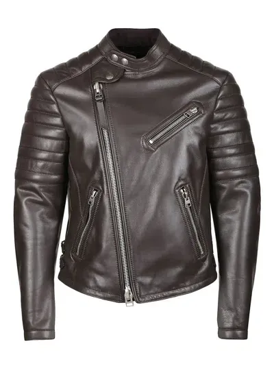 Tom Ford Leather Icon Biker Jacket In Brown