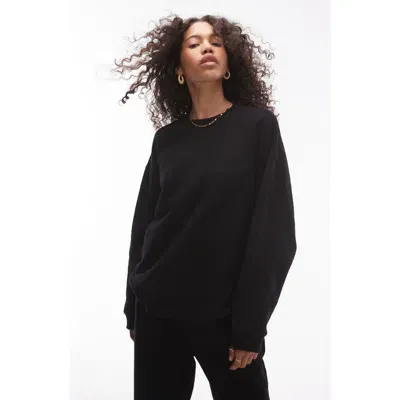 Topshop Premium Seam Cotton Blend Sweatshirt In Black