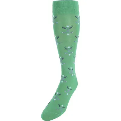 Trafalgar Hole In One Golf Novelty Mercerized Cotton Mid-calf Socks In Green