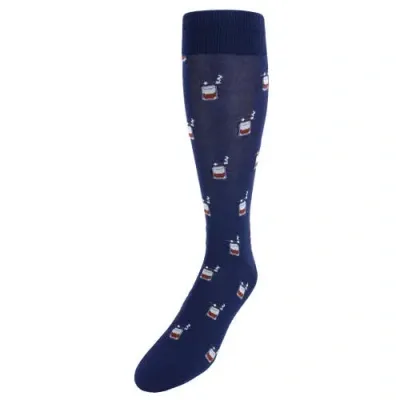 Trafalgar Jack's Bourbon And Cigar Over The Calf Mercerized Cotton Socks In Blue