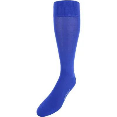 Trafalgar Jasper Mercerized Cotton Ribbed Mid-calf Solid Color Socks In Clematis Blue