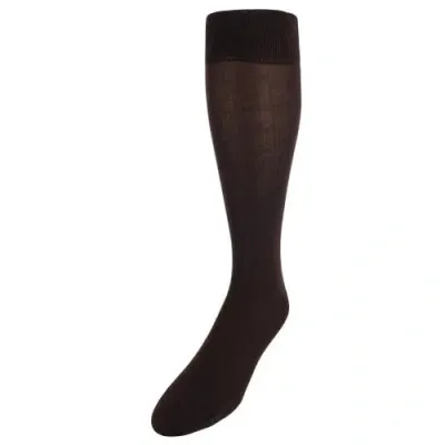 Trafalgar Jasper Ribbed Over The Calf Solid Color Mercerized Cotton Socks In Coffee Brown