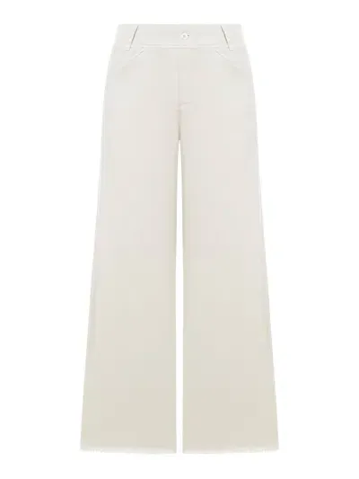 Transit Wide Leg Trousers With Raw Cut At The Bottom In Viscose And Stretch Cotton In Nude & Neutrals