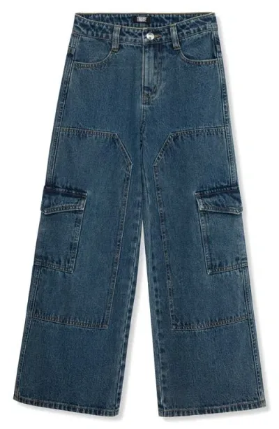 Truce Kids' Nonstretch Cargo Jeans In Med Stone