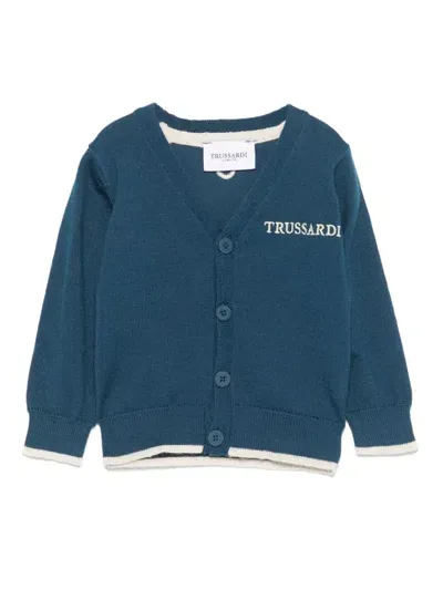 Trussardi Junior Babies' Logo-embroidered Cardigan In Blue