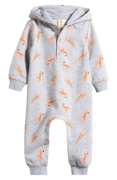 Tucker + Tate Babies'  Cozy Hooded Romper In Grey Dino Gingerbread