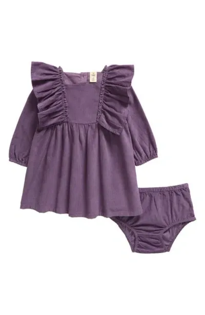 Tucker + Tate Babies'  Cotton Corduroy Ruffle Dress & Bloomers In Purple Montana