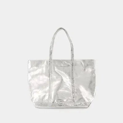 Vanessa Bruno Cabas L Shopper Bag In Silver