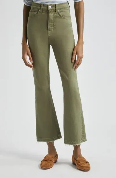 Veronica Beard Carson Release Hem High Waist Ankle Flare Jeans In Stone Army