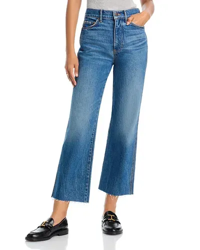 Veronica Beard Dylan Cropped Frayed Hem Flared Jeans In Evening Dusk