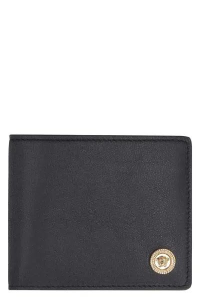 Versace Medusa Biggie Leather Wallet In Black