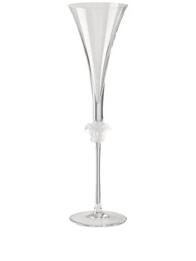 Versace Clear Medusa Lumiere Crystal Champagne Glass In Neutrals