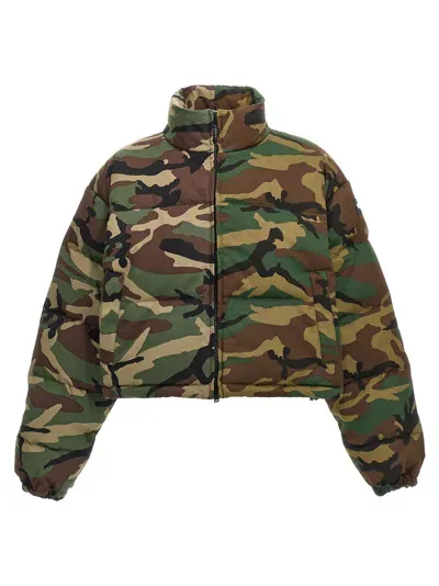 Vetements Camouflage Down Jacket In Green/brown