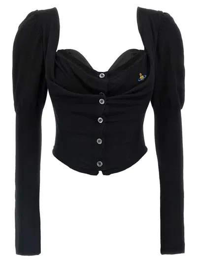 Vivienne Westwood Bea Wool Corset Cardigan In Black