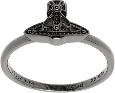 Vivienne Westwood Gunmetal Oslo Ring In Ruthenium (925)