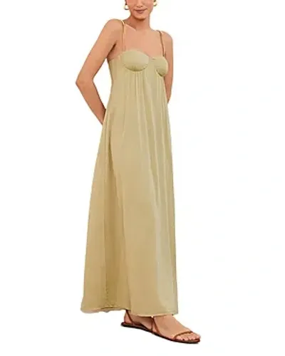 Vix Solid Knot Strap Maxi Dress In Olive