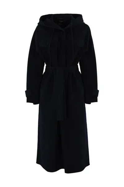 Weekend Max Mara Levante Coat In Wool Drap In Navy