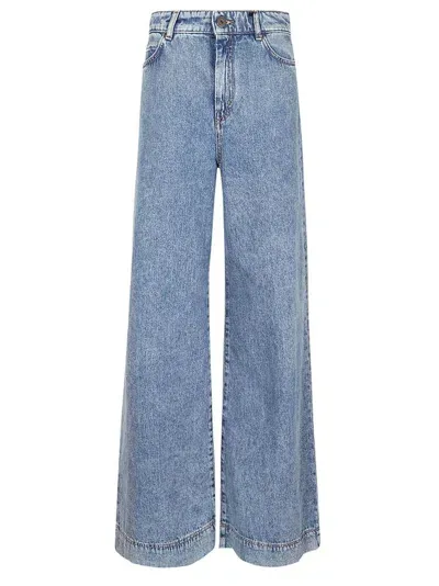 Weekend Max Mara Logo Patch Wide Leg Jeans In Azul