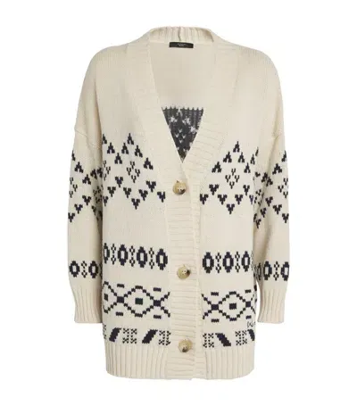 Weekend Max Mara Oversized Jacquard Cardigan In Ivory,black