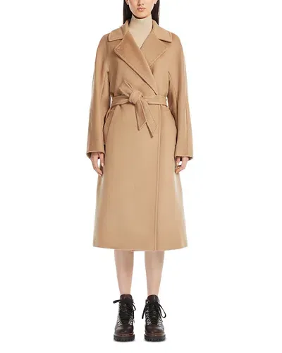 Weekend Max Mara Resina Wool Double Breasted Coat In Camel