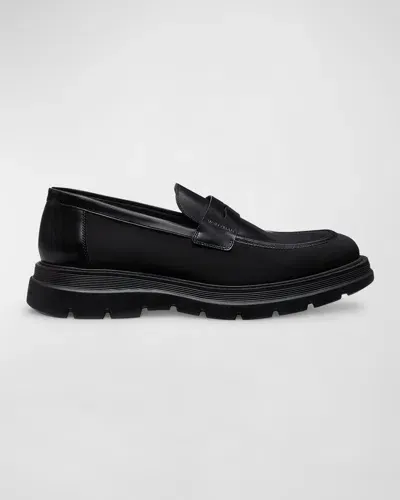 Weitzman Men's Club Leather Casual Penny Loafers In Black