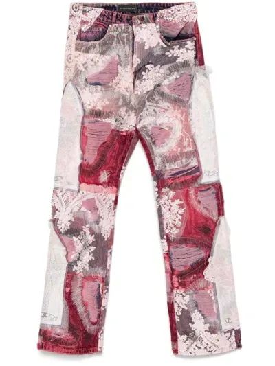 Who Decides War Red & Blue Overdyed Affinity Jeans In Pink