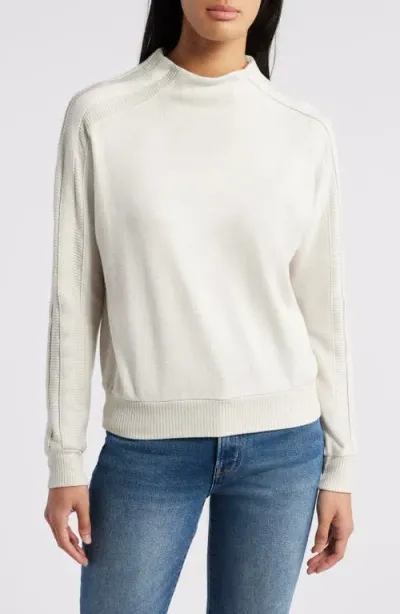 Wit & Wisdom Funnel Neck Knit Top In Heather Ecru