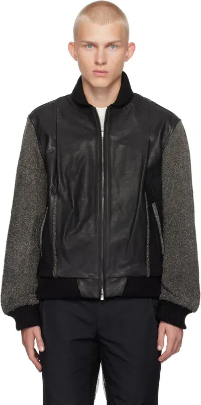 Xlim Black Ep.6 01 Leather Jacket In Black/gray