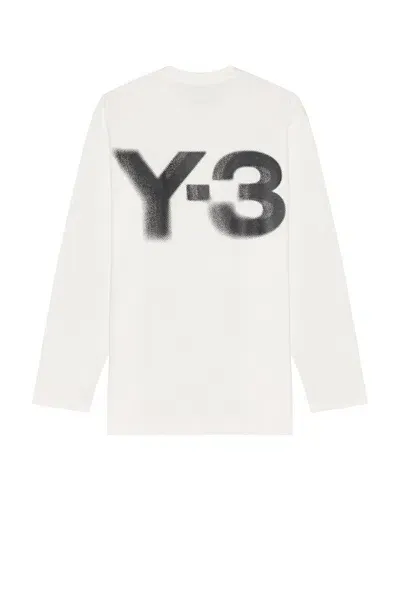 Y-3 Logo Longsleeve Tee In Core White