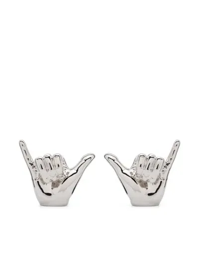 Y/project Shaka Sign Earrings In Silver