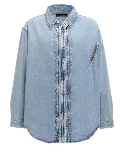 Y/project Hook And Eye Shirt In Blue