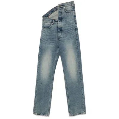 Y/project Asymmetric-waist Straight Leg Jeans In Blue