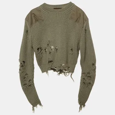 Pre-owned Yeezy Green Destroyed Military Rib Wool Cropped Sweater S