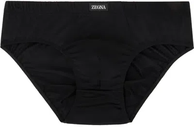 Zegna Black Logo Patch Briefs In 001 - Black