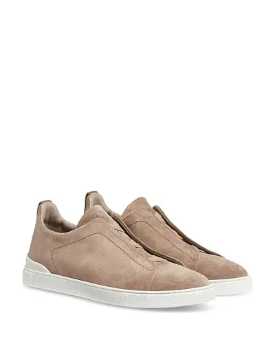 Zegna Beige Triple Stitch Sneakers