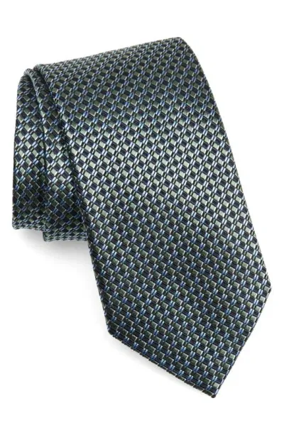 Zegna Ties Paglie Geometric Pattern Silk Tie In Green