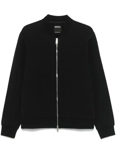 Zegna Zip-up Sweatshirt In Schwarz